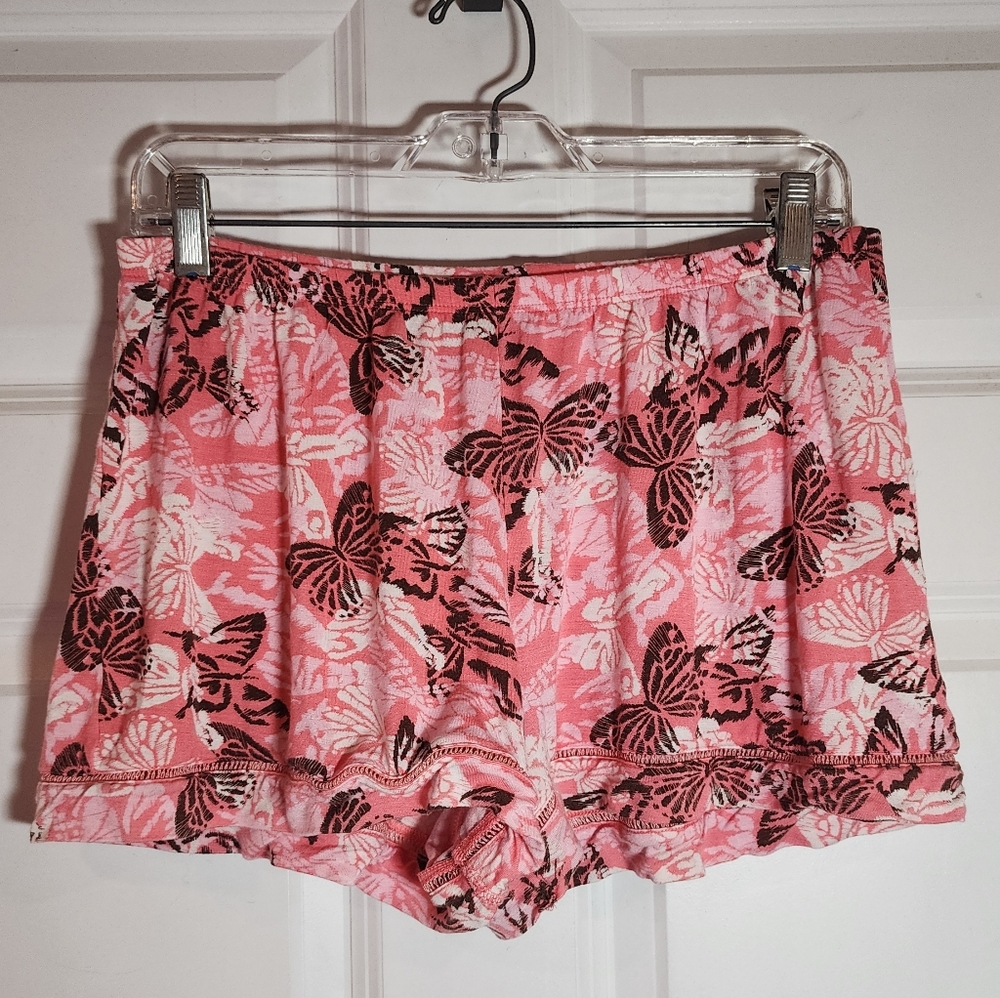 Joyspun Pink Butterfly Print Lounge Shorts Small